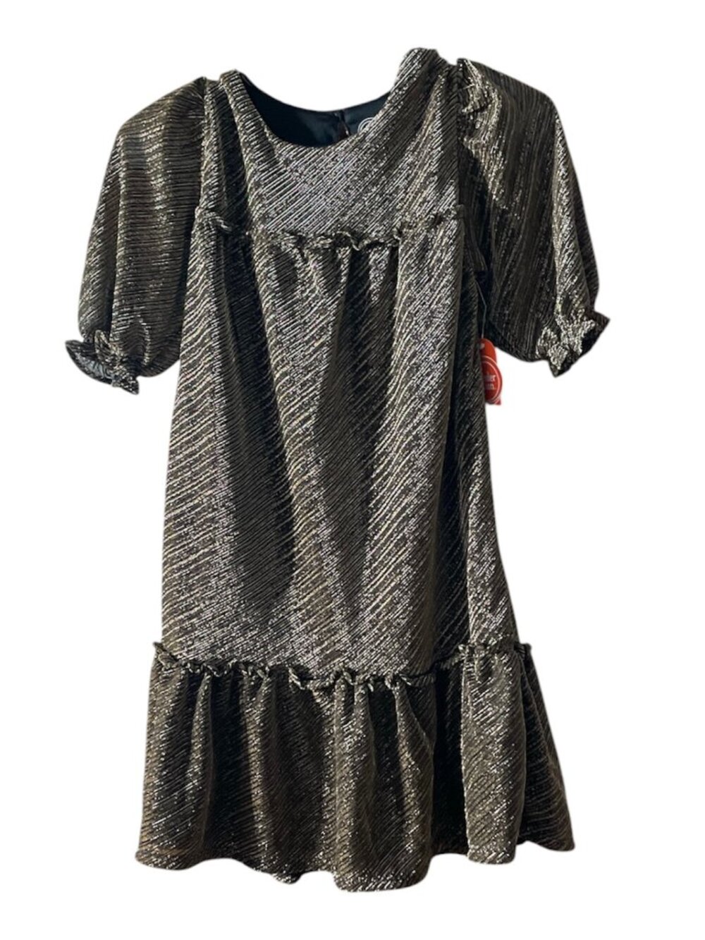 Girls Metallic Babydoll Dress, Wonder nation, L (10-12), Brown, NWT